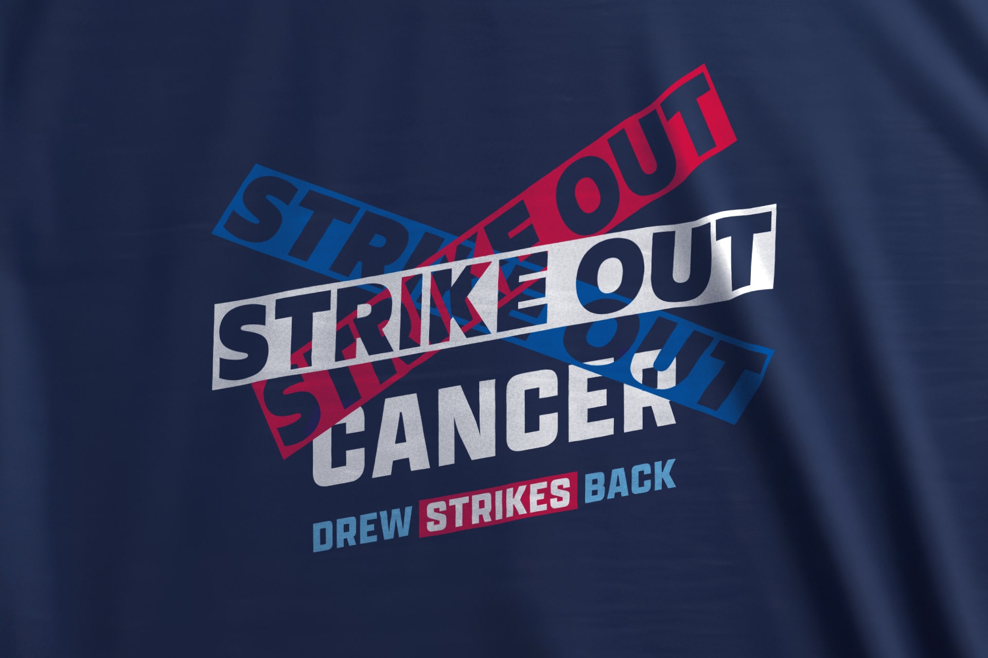 A t-shirt design by Red Thinking, a digital strategy agency, for Drew Strikes Back, a campaign to raise money for cancer research.
