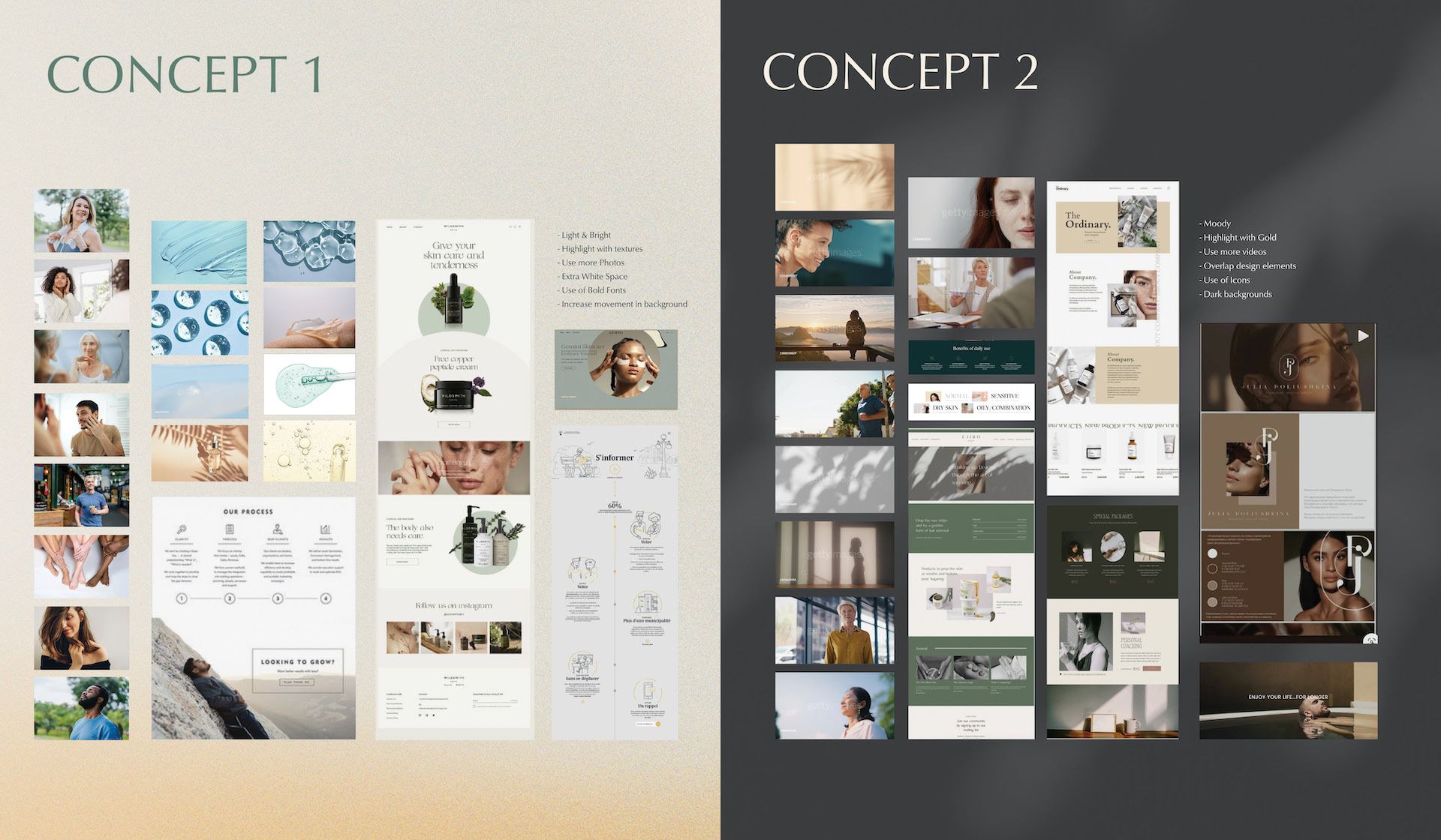 Two design concepts put together by a digital design agency, Red Thinking, for HITx, a peptide therapy & hormone optimization company.