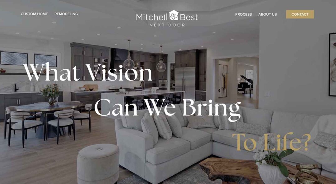 The website homepage of Mitchell & Best Next Door, displaying Red Thinking's web design and development services in VA.