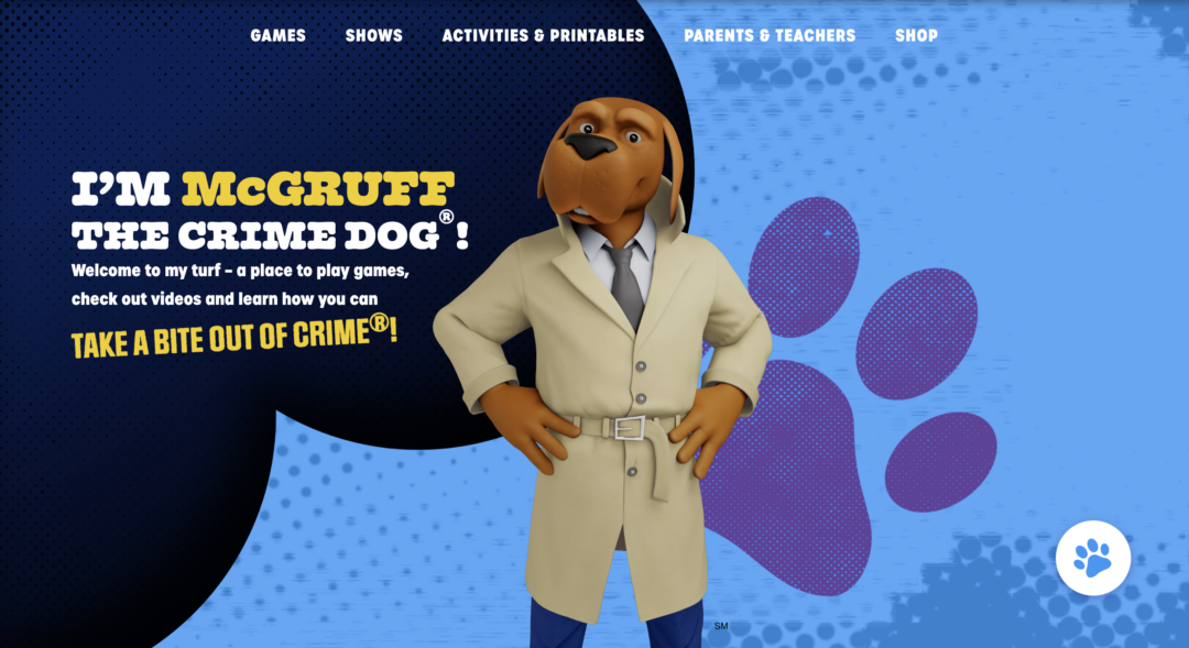A screenshot of McGruff the Crime Dog's website, which was built by Red Thinking, a website design and web development agency in VA.