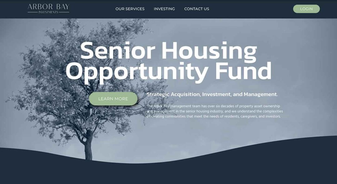 The website homepage of Arbor Bay Investments, a real estate investment firm, showcasing Red Thinking's website design & development.