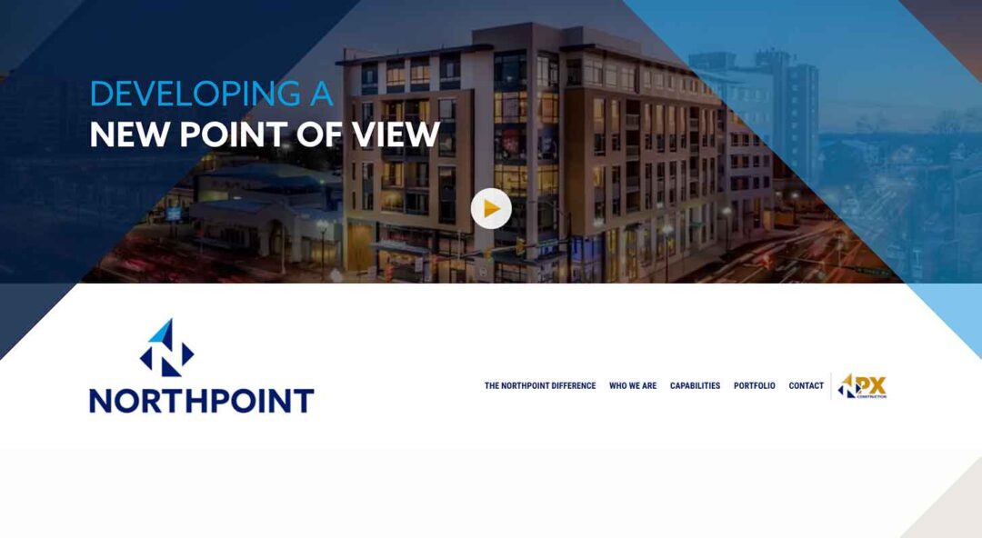 The website homepage of Northpoint Realty Partners, a real estate development firm, showing the website design work of Red Thinking.